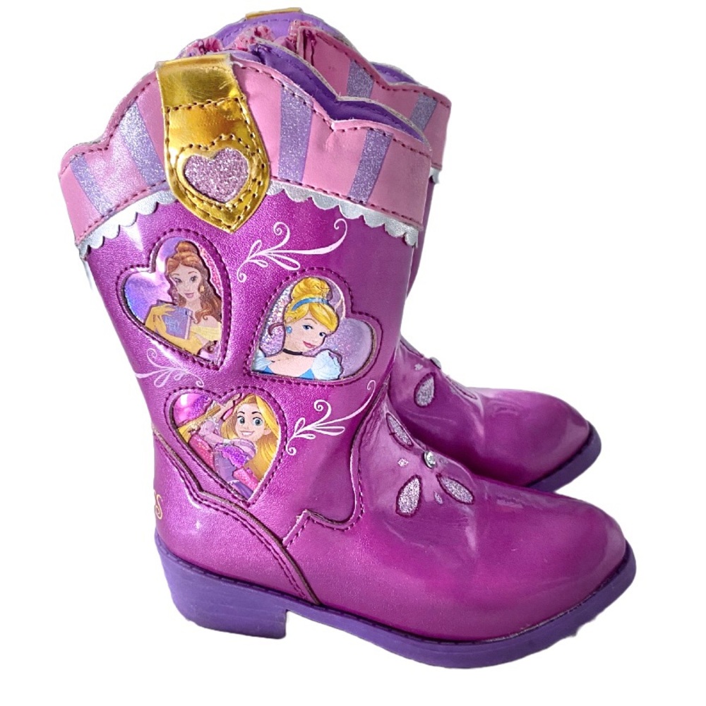 Disney Princess Metallic Glitter Western Cowgirl Boots Baby Toddler Girl’s SZ 6